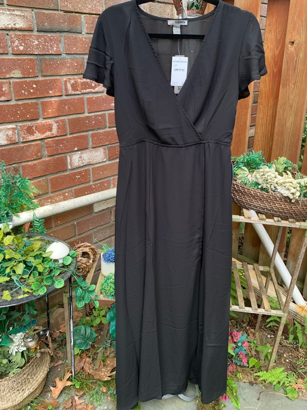 Nordstrom Black V-Neck Wrap Maxi Dress